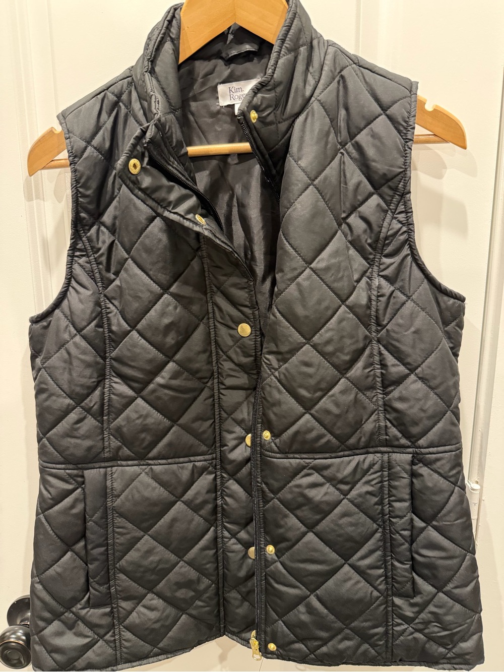 Kim Rogers Quilted Charcoal Gray Puffer Vest